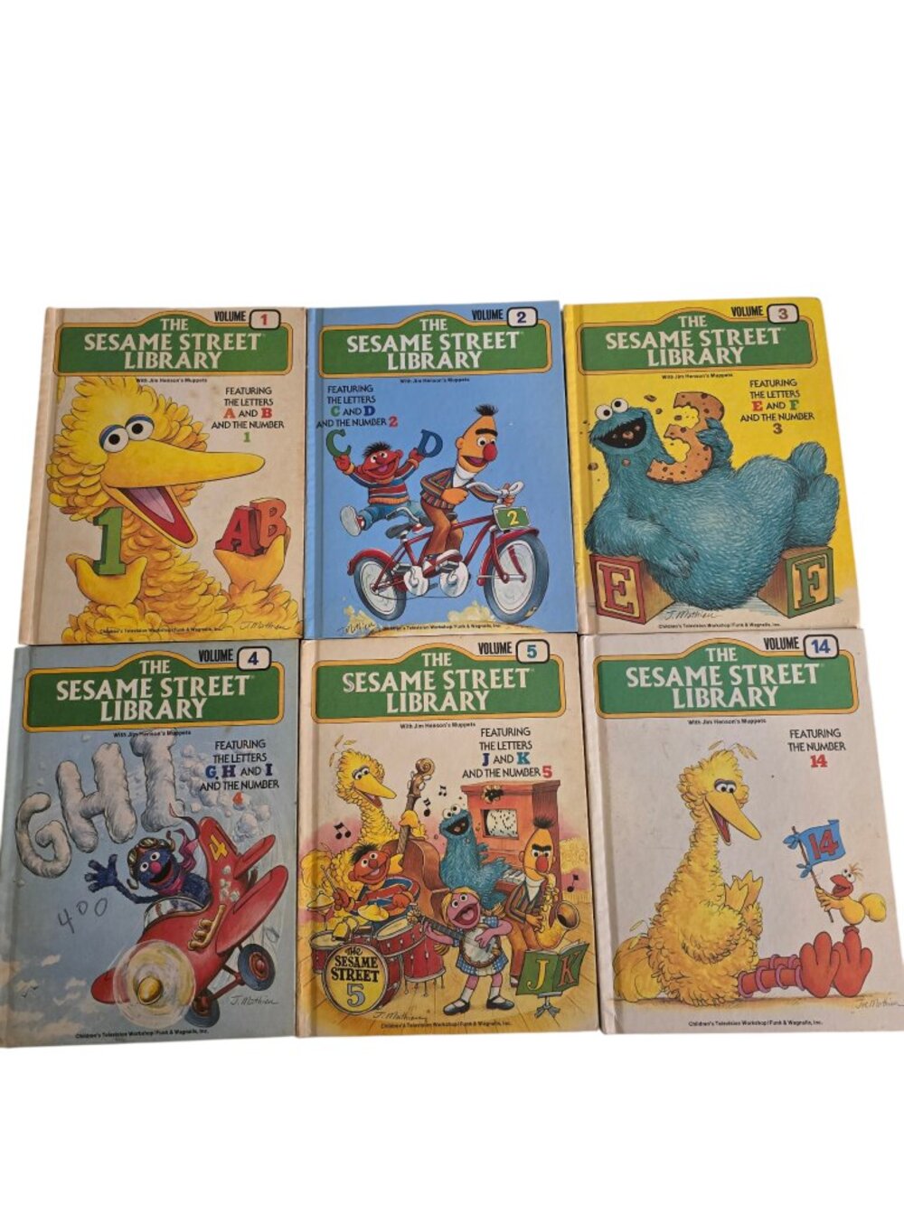 Vintage Sesame Street Library Lot Vol 1-5 & Vol 14 HC Books Big Bird Cookie